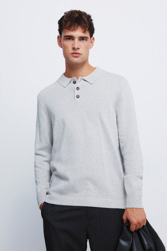 Polo shirt neck jumper with buttons