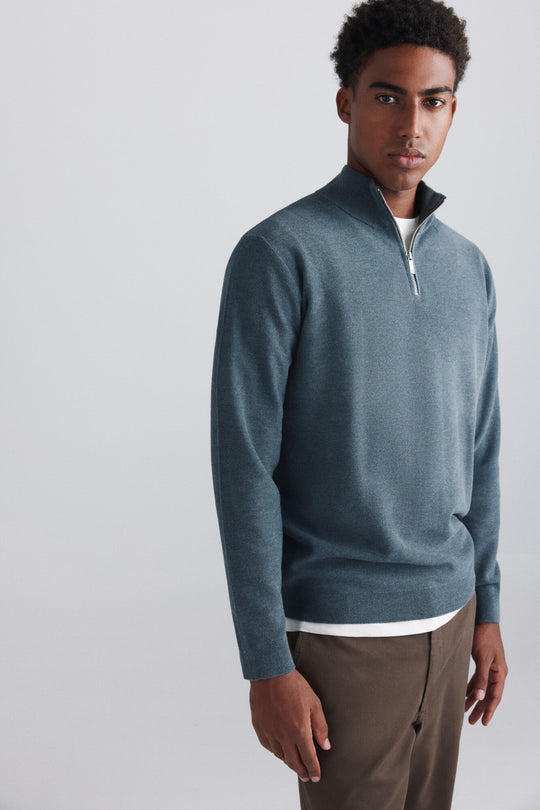 Structured funnel neck jumper