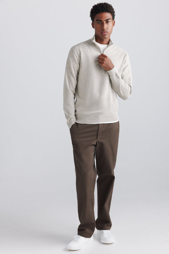 Structured funnel neck jumper