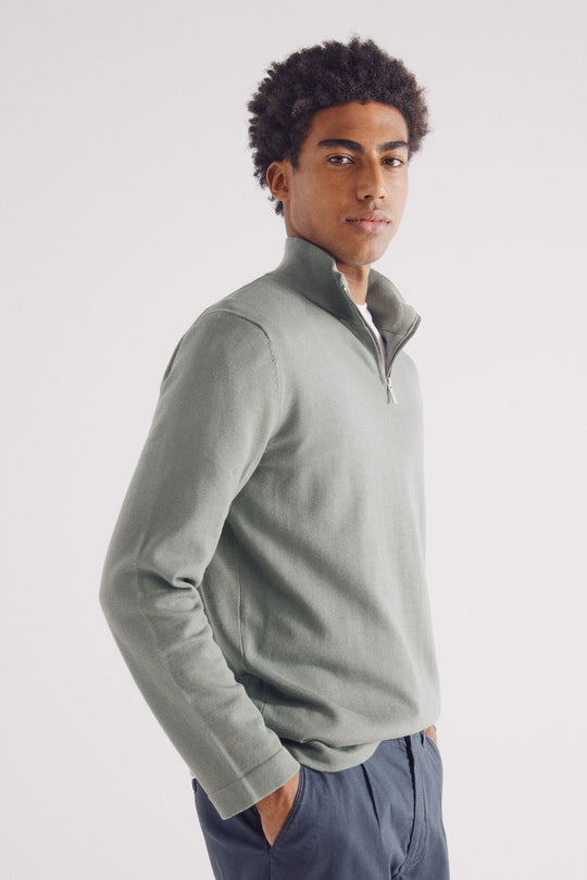 قميص جيرسيه بسيط مع إغلاق بسحاب