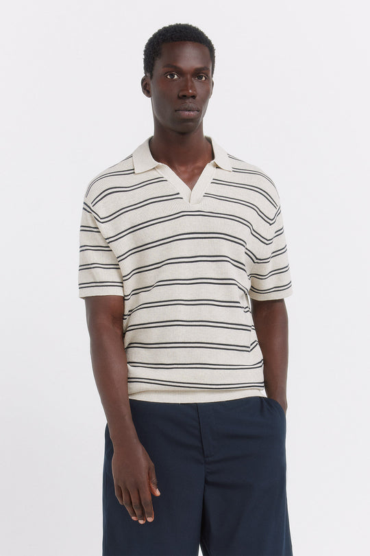 Multistriped structure polo shirt
