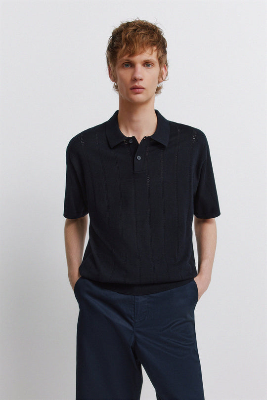 Openwork detail polo shirt