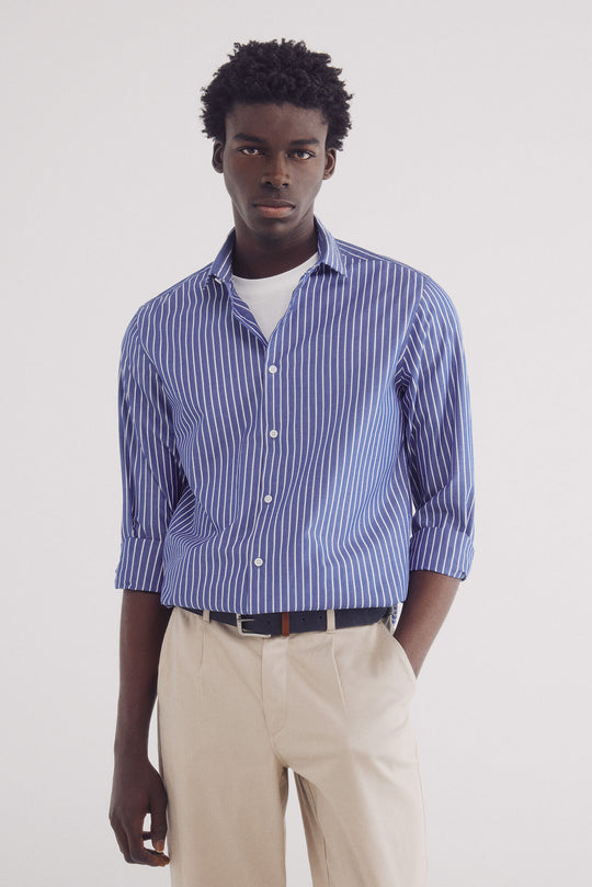 striped poplin dress shirt