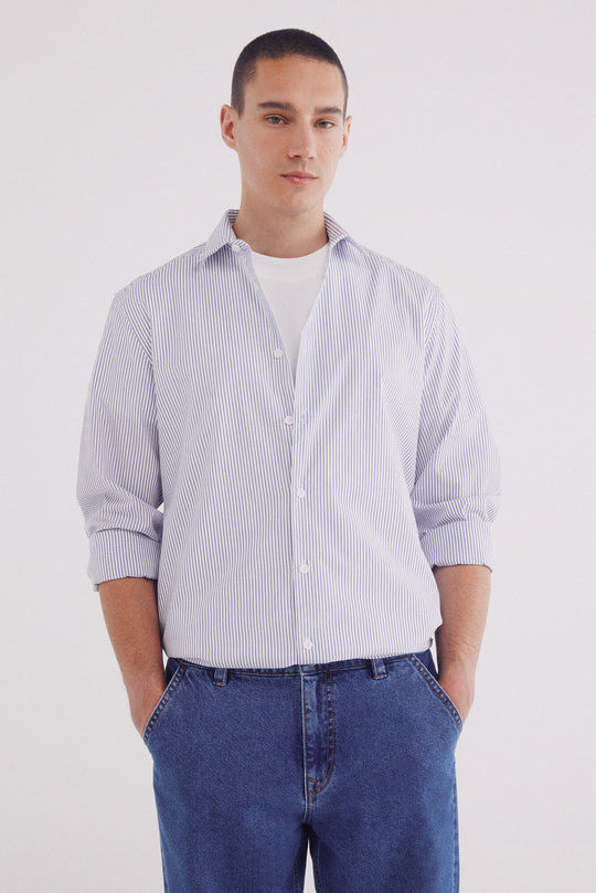 striped poplin dress shirt