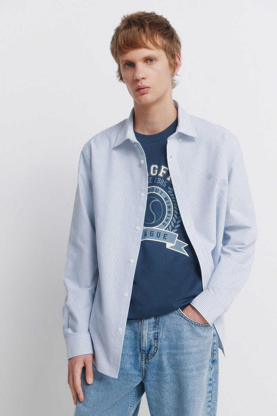 Striped oxford wrinkle free shirt
