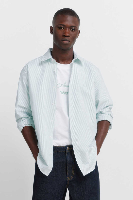 Striped oxford wrinkle free shirt