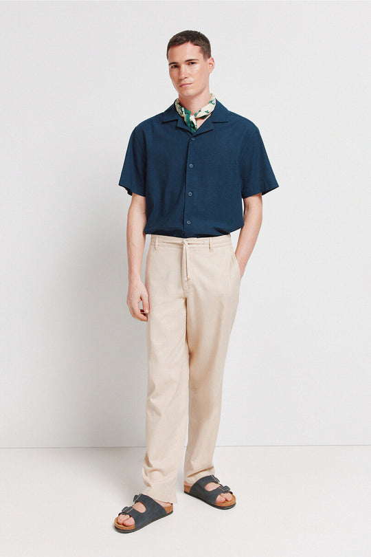Dobby straight fit trousers
