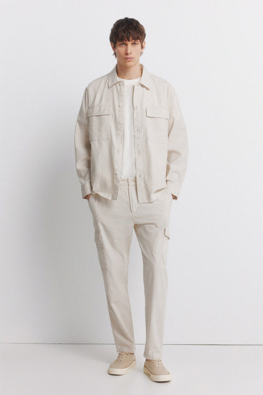 Linen cargo slim fit trousers