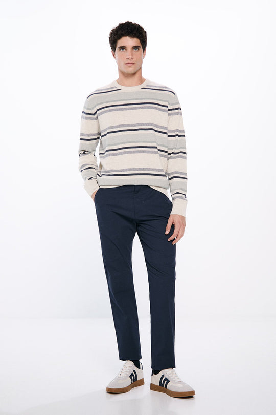 Slim fit micro-printed chinos