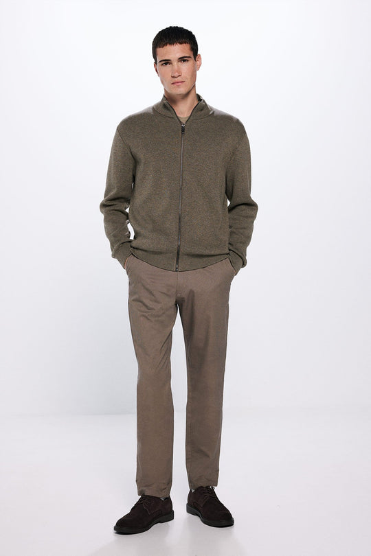 Slim fit micro-printed chinos