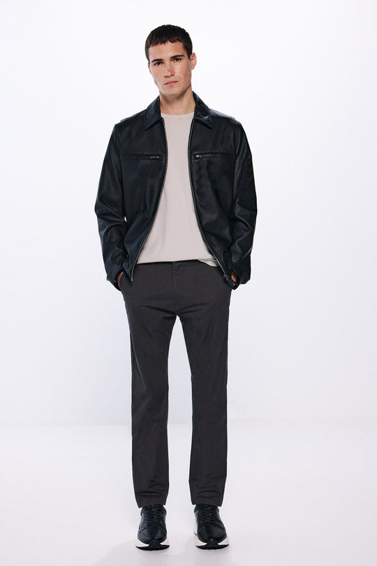 Slim fit micro-printed chinos