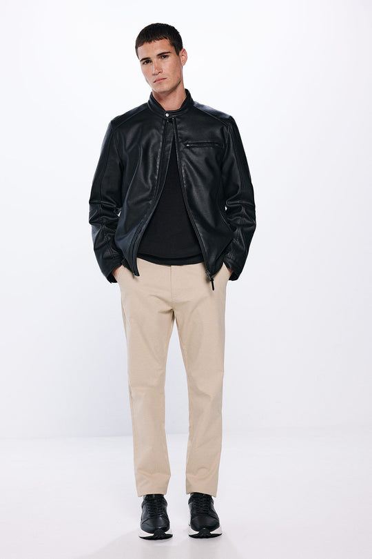 Slim fit micro-printed chinos