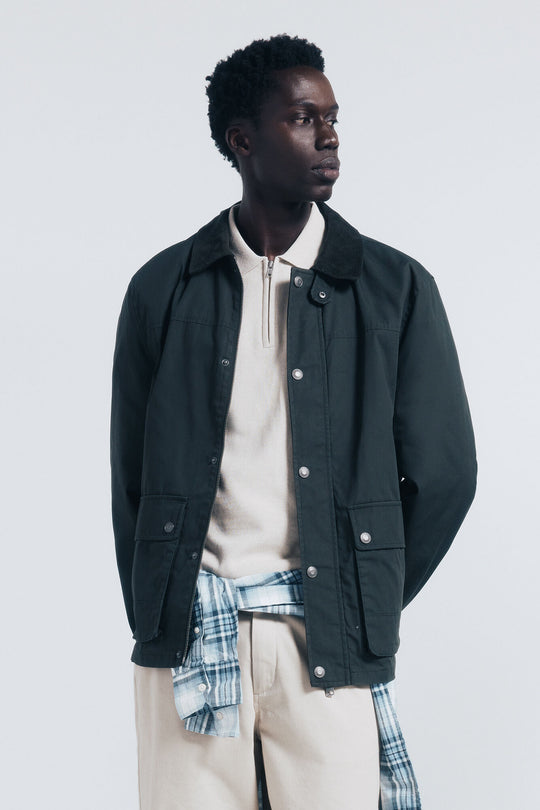 corduroy neck short parka