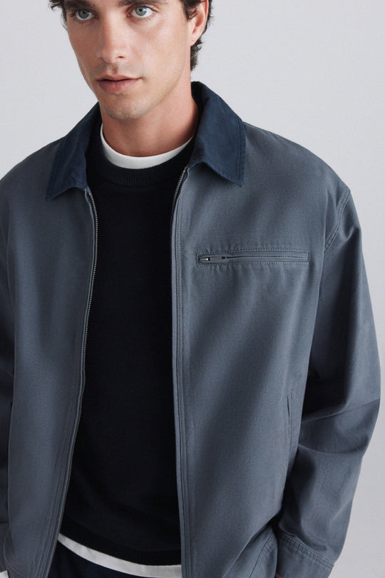 Washed cotton contrast jacket