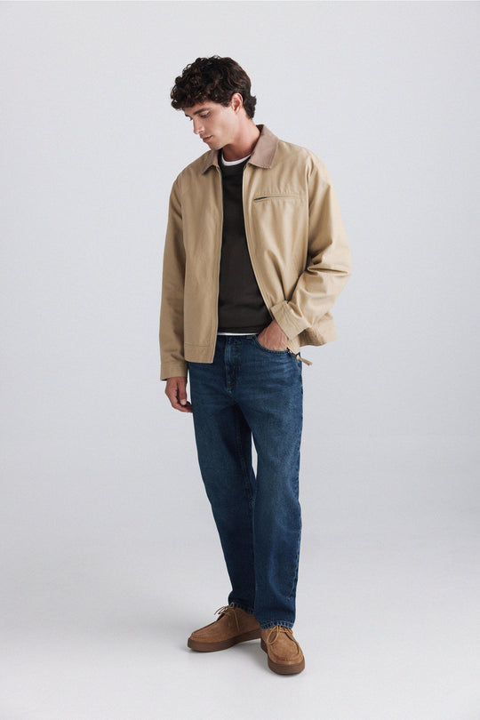 Washed cotton contrast jacket