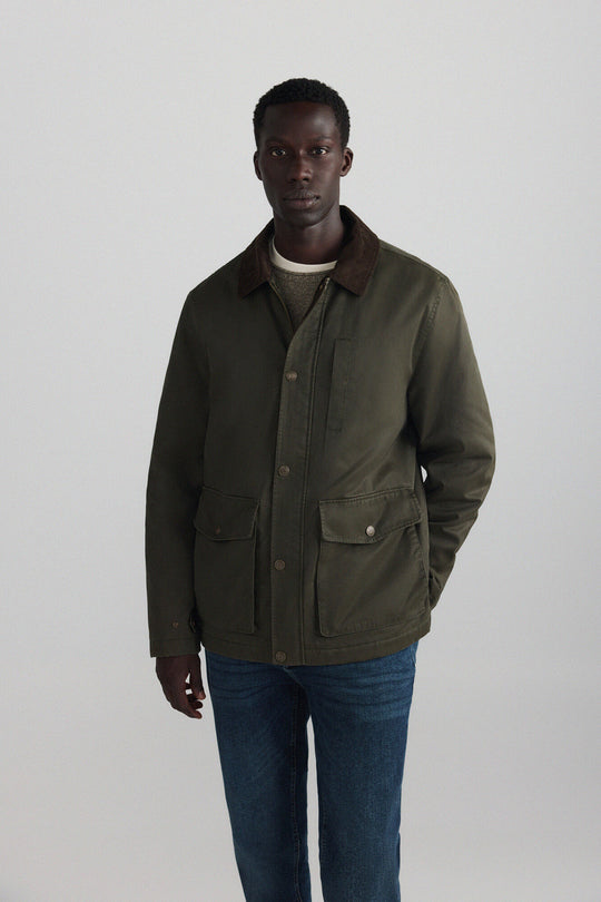 Short corduroy collar parka