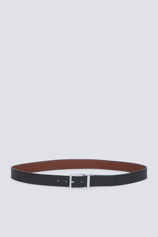 Reversible faux leather belt