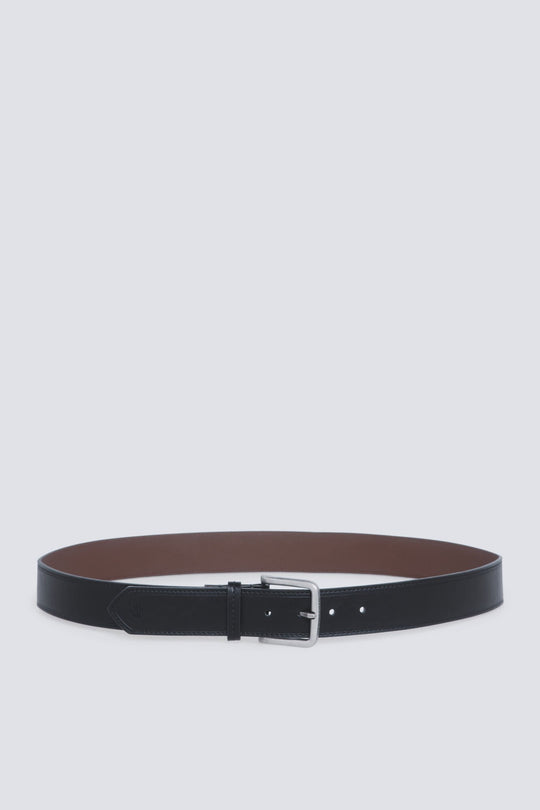 Leather-effect belt with topstitching