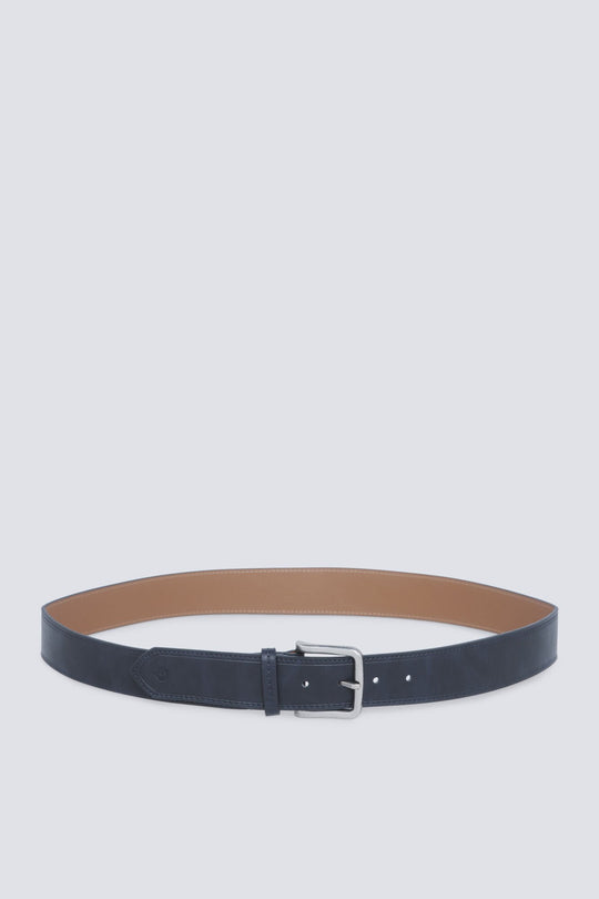 Leather-effect belt with topstitching