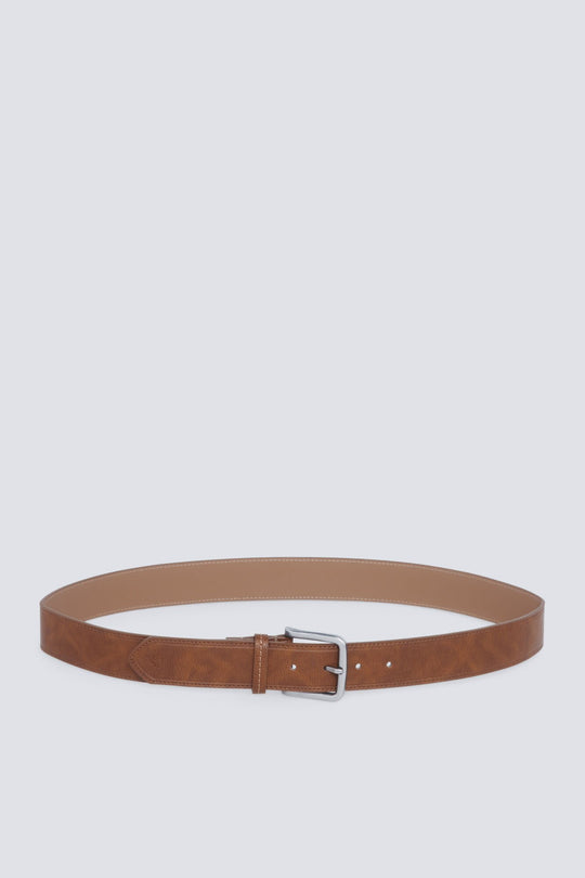 Leather-effect belt with topstitching
