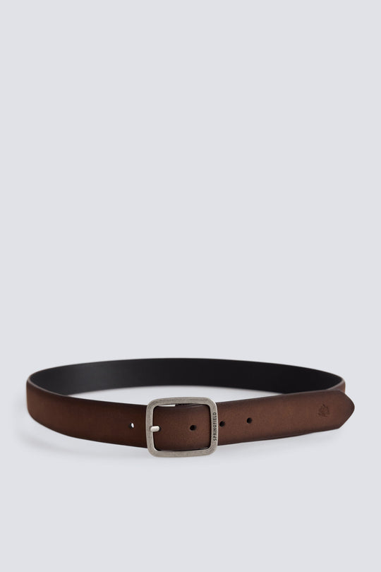 Reversible faux leather belt