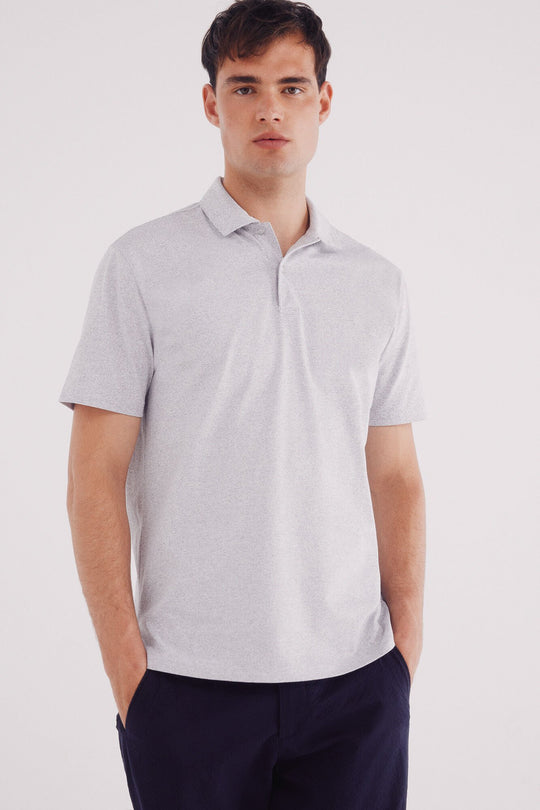 Micro stripe jersey-knit polo shirt