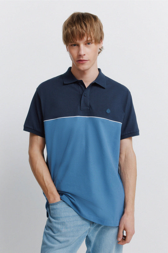Colour block short sleeve polo shirt