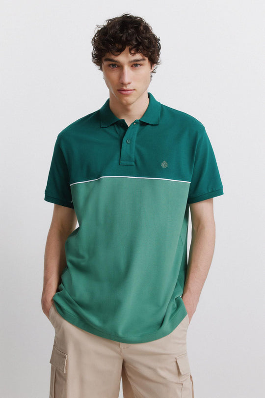 Colour block short sleeve polo shirt