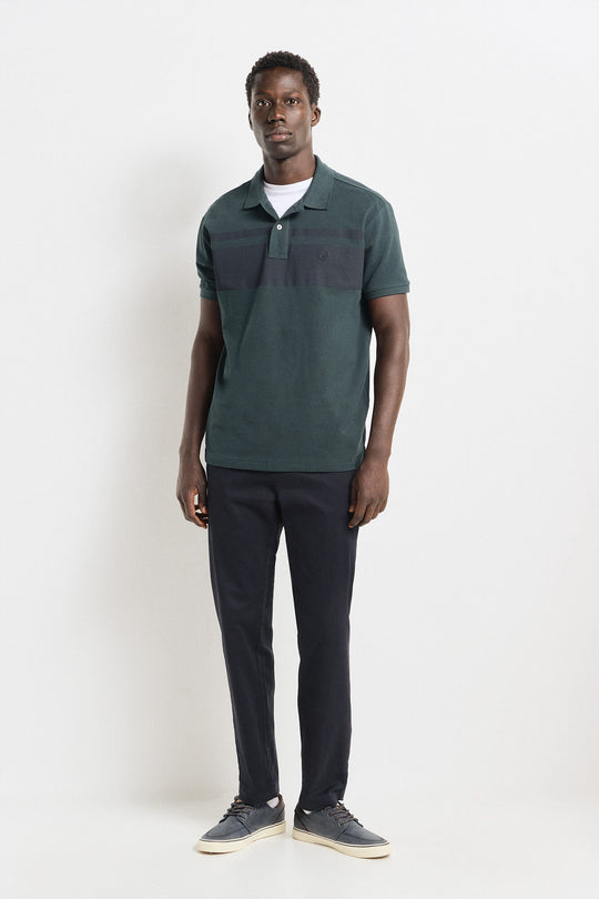regular fit color block piqué polo shirt