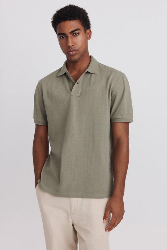 Slim fit structure polo shirt