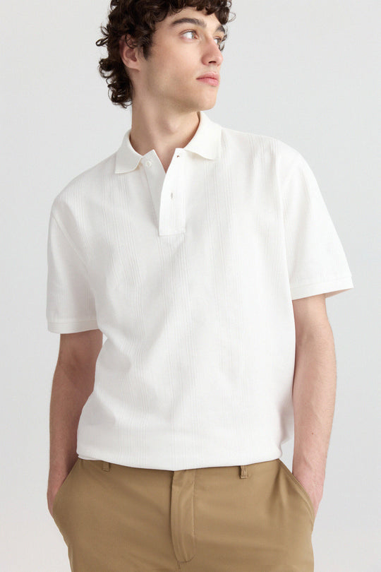 Slim fit structure polo shirt
