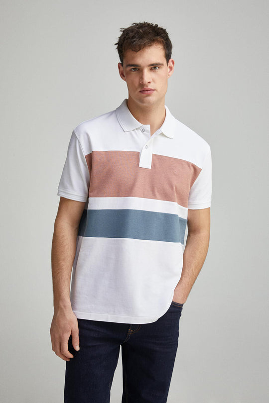 regular fit color block piqué polo