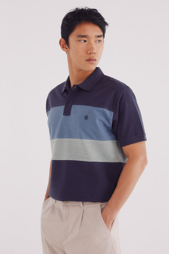 regular fit color block piqué polo