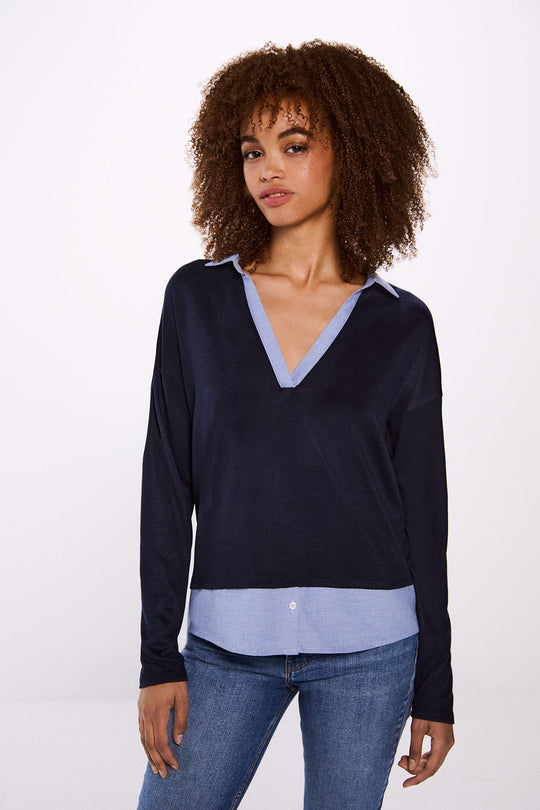 Combined shirt collar T-shirt