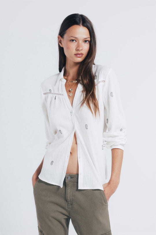 Lace embroidered shirt