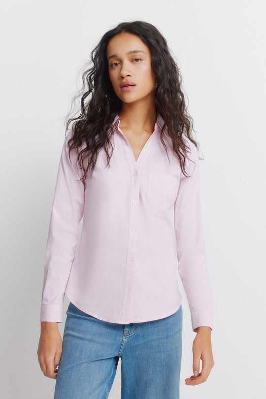 Oxford NECKLINE V cotton shirt