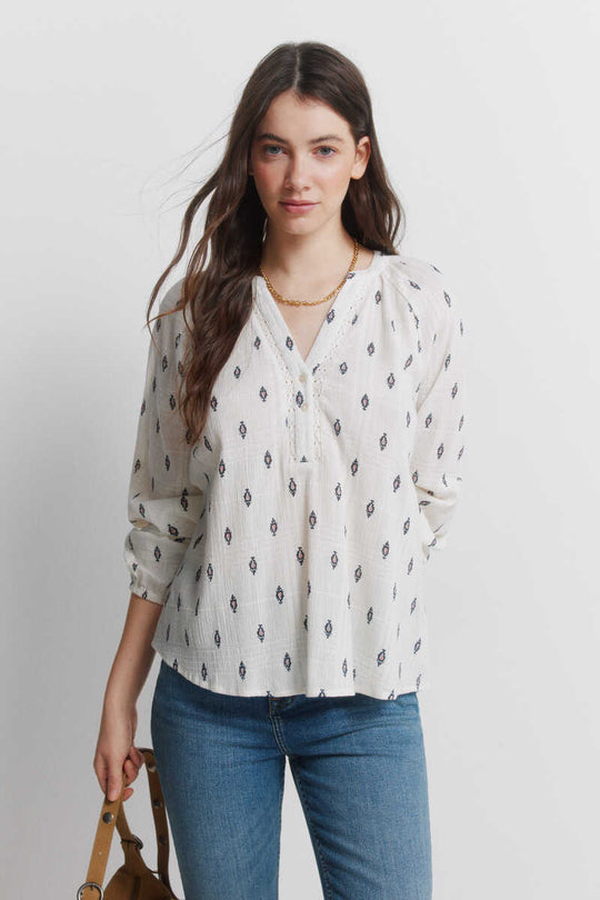 Lace embroidered blouse