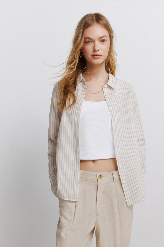 Basic linen-effect shirt
