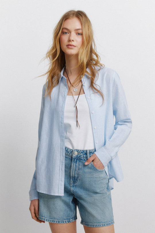 Basic linen-effect shirt