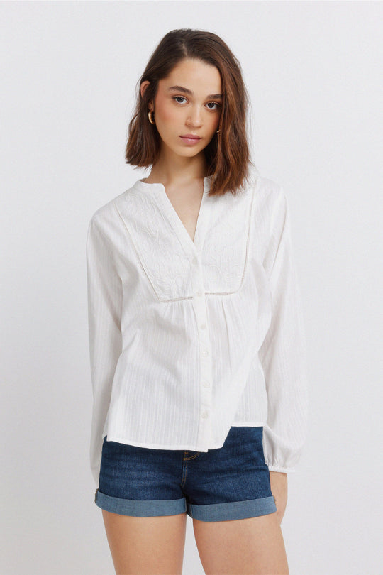 Embroidered long sleeve blouse