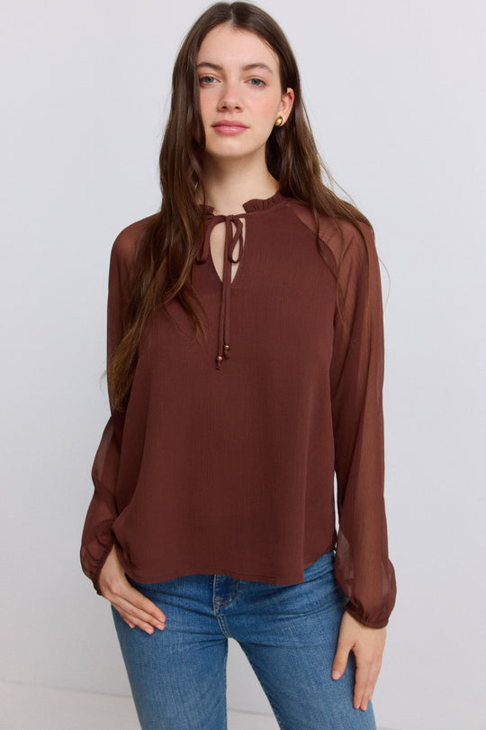 Chiffon tie-neck blouse