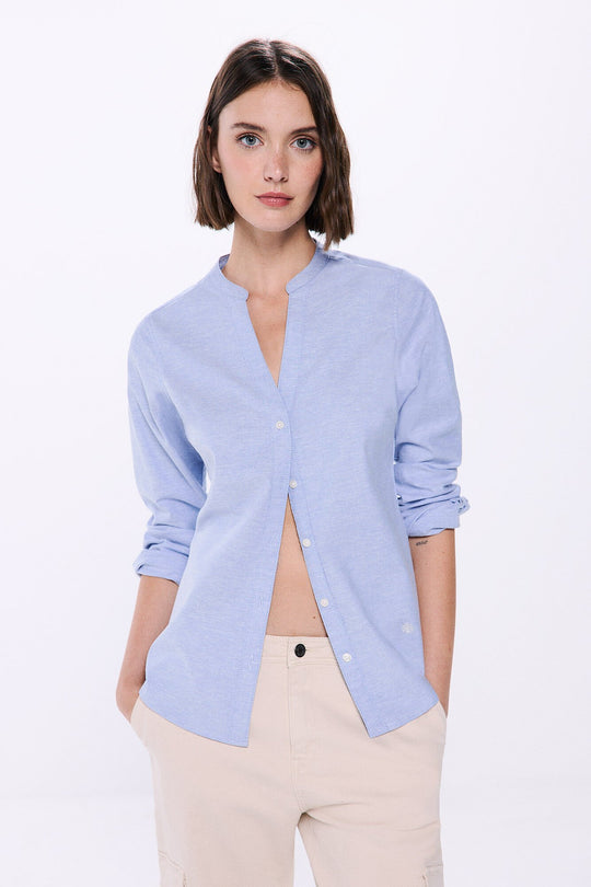 قميص أوكسفورد بياقة صينية