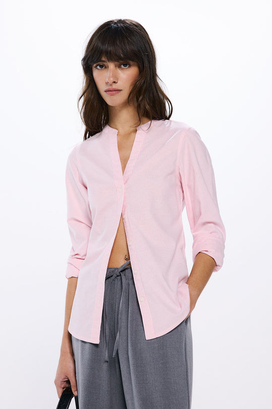 mandarin collar oxford shirt