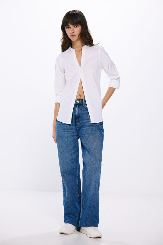 mandarin collar oxford shirt