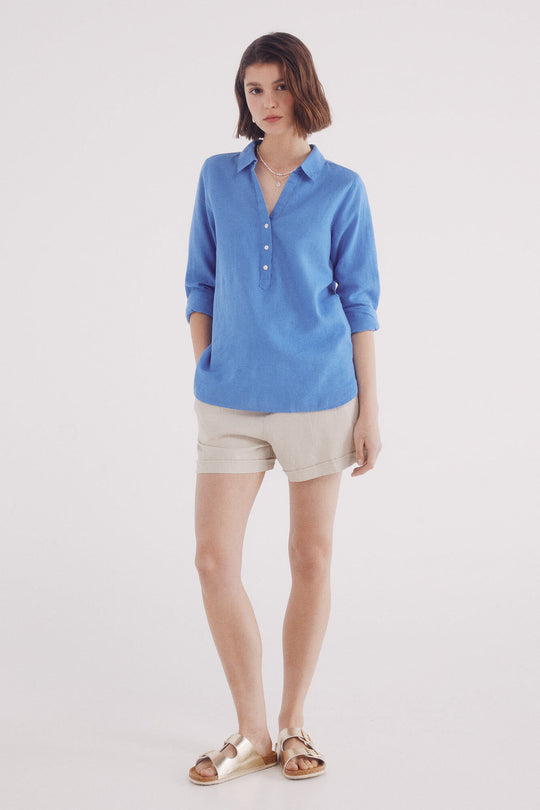 linen linen polo shirt blouse