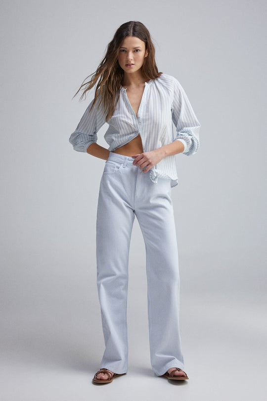 mandarin collar volume blouse