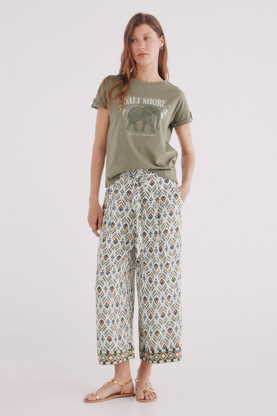 Printed flowing trousers