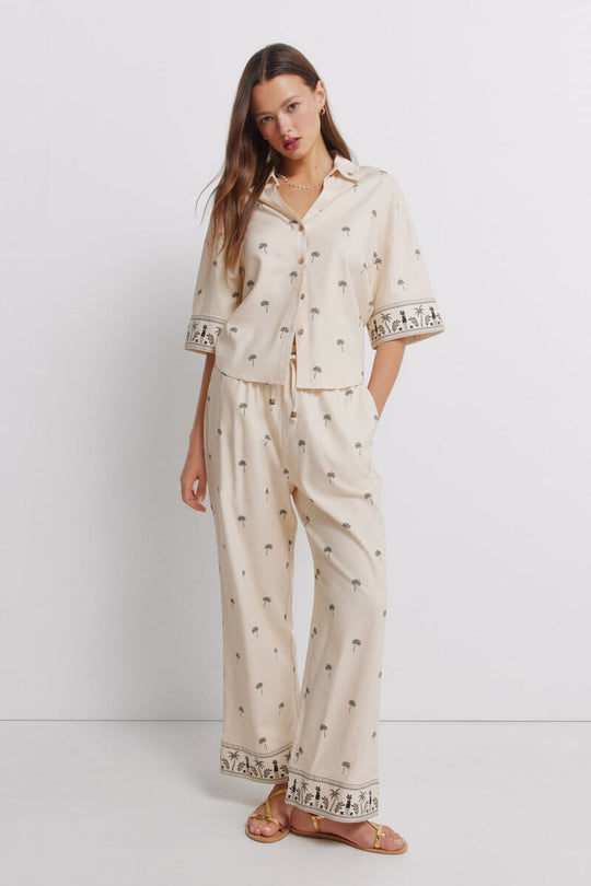 Printed linen trousers