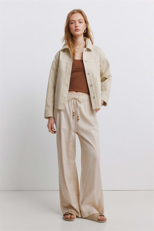 Long linen trousers