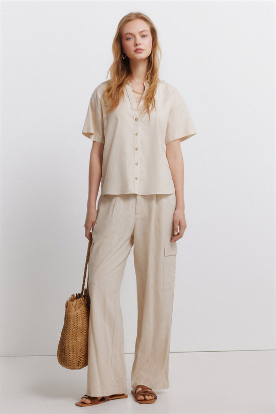 Linen cargo trousers